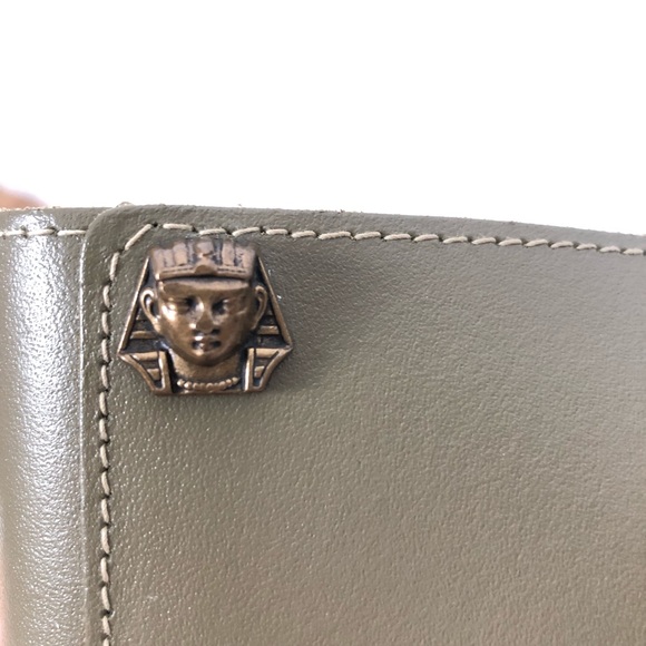 1980s Vintage Egyptian Revival Olive Leather Belt - Picture 3 of 4